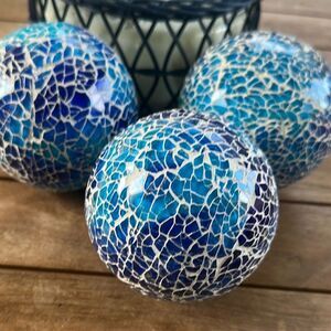 Pier 1 3Pcs Decorative Glass Orbs 3.15 Inch Centerpiece Decorative Balls